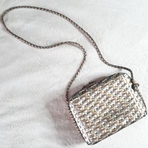 Metallic Leather Basket Weave